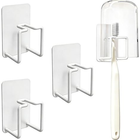 Estante de almacenamiento，3 piezas，4,56,33,5 cm，Tira adhesiva 3M，Soporte para cepillos de dientes，Montaje en pared sin taladro (1/5)