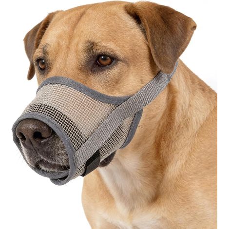 Muzzle for Small Dog, Small Dog Muzzle, Comfortable Breathable Mesh Dogs Muzzles, Allows to Pant, Chewing and Drink (Gray, Size M)