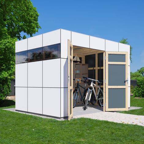 Abri de jardin HPL 2 Bertilo anthracite ou blanc 7,14m² (1/5)