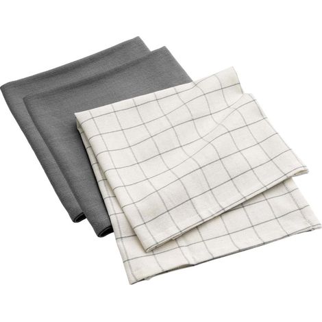 Lot de 3 Torchons de Cuisine "Gourmet" 50x70cm Anthracite (1/3)