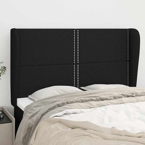 vidaXL Tête de lit avec oreilles Noir 147x23x118/128 cm Tissu (1/5)