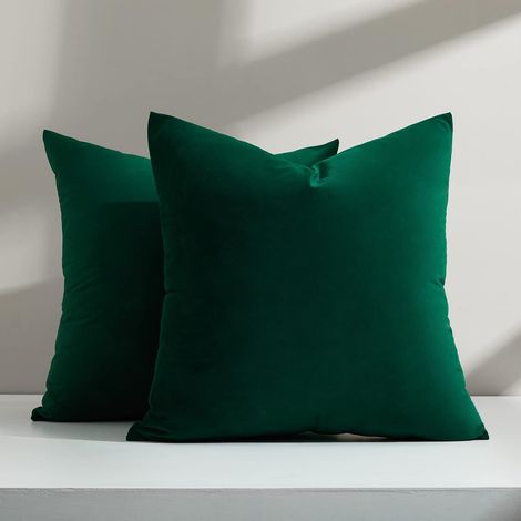 MINKUROW Funda de Cojín 50x50 Verde Oscuro Decorativo Sofá Sala de Estar Hogar Interior Juego de 4 Fundas de Cojines Grandes para Dormitorio Deco Silla Cama Sillón Relex Terciopelo Escandinavo Decorac (1/5)