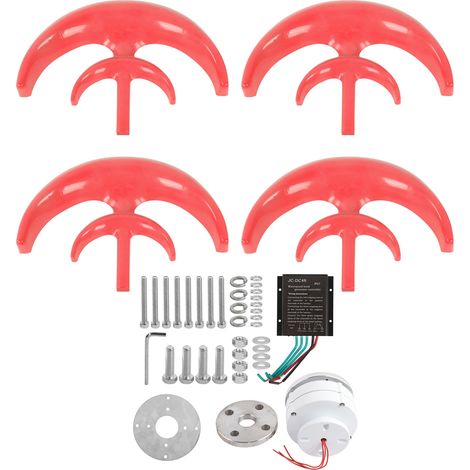 Éolienne 1200W 48V à axe vertical, kit générateur 4 pales lanterne, producteur d'électricité domestique, équipement durable pour jardin ou site isolé. (1/5)