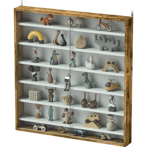 Vitrine pour collection vitrine murale 80 x 9,5 x 83 cm 6 étagères réglables en hauteur 2 portes coulissantes en verre (1/5)