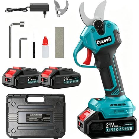 Sécateur Électrique Sans Fil 25 mm, 21 V, 2 Batteries 2000 mAh (1/5)