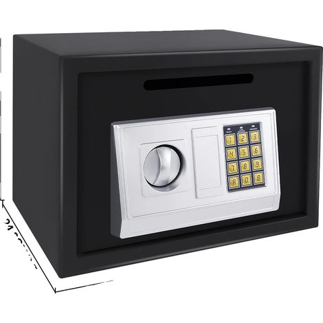 Coffre-fort électronique, serrure à combinaison, construction en acier allié, Noir 16L (1/2)