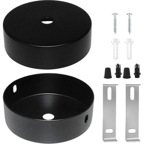 Lot de 2 Baldaquin de Plafond Noir 100 X 20mm Rosace Plafond Cache Fil, Lampe à Baldaquin, pour Salon, Couloir, Lustre de Cuisine (1/5)