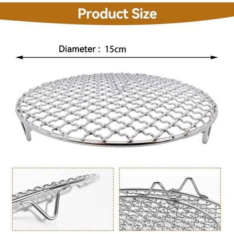 Grilles Barbecue Rondes 15cm 2 Pièces, Acier Inoxydable Chromé, Cuisson/Pâtisserie, Résistant Chaleur et Durabilité Femeo (1/5)