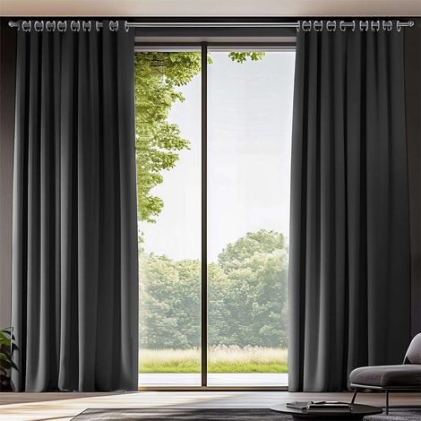 Tende oscuranti termiche con protezione UV e occhielli, nere 140x244 cm