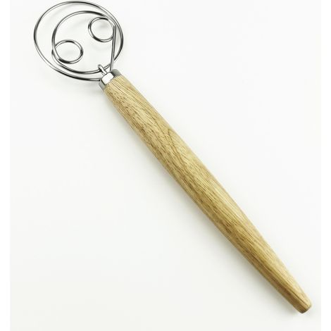 Mélangeur de pâte à pain 2 pièces, mélangeur de pâte danoise de qualité professionnelle, mélangeur, fouet, manche en bois, mélangeur de pâte à pain, moustache, accessoires de poignée en bois (double c (1/2)