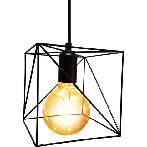 Lampada da parete vintage a sospensione e-27 matel quadrata