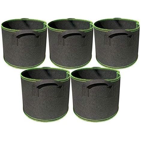 5- Pack 5 Gallons Plant Growing Bags, Nonwoven Fabric Breathable Grow Bags Heavy Duty Thickened Root Aeration Garden Pots Container with Straps Handles, for Flowers Fruit Vegetables (1/5)