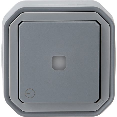 Interrupteur temporisé lumineux étanche livré complet avec voyant pour montage en apparent gris (1/4)