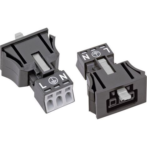 WAGO 890-703 Netz-Steckverbinder WINSTA MINI Buchse, gerade Gesamtpolzahl: 2 + PE 16 A Schwarz 1 St. (1/2)