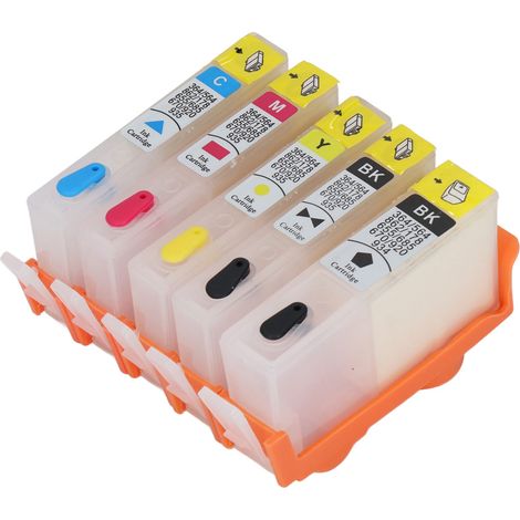 Cartouche d'encre 5 pièces BK C M Y, pack combo avec puce permanente, compatible remplacement HP 178, sortie fluide et nette (1/5)