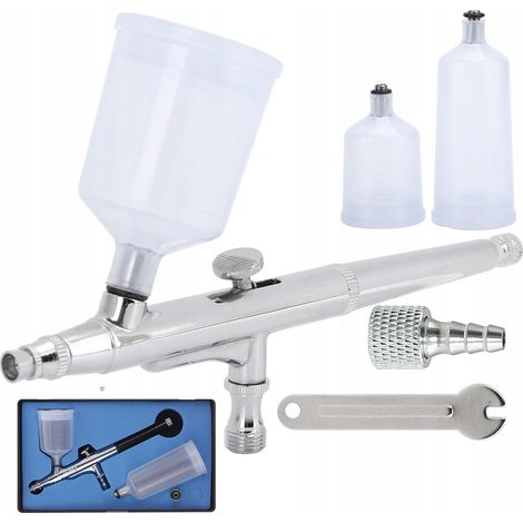 Lackier-Airbrush im Koffer mit zwei Tanks, 0,3 mm Düse