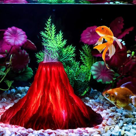 Kit d'ornement volcan d'aquarium, éclairage LED, décorations d'aquarium, accessoires d'aquarium, lumières LED colorées avec pompe à bulles et pierre volcanique pour décoration d'aquarium (1/5)