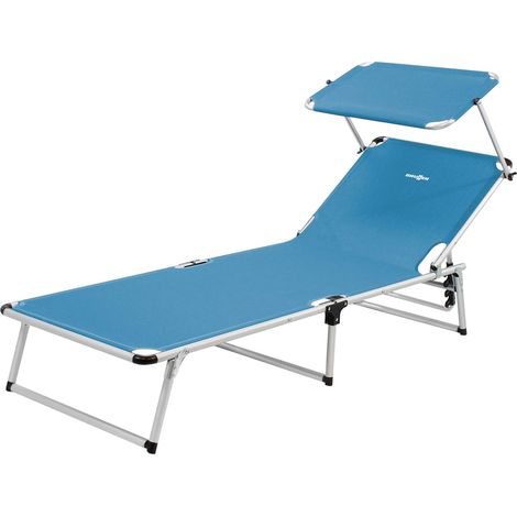 lettino prendisole reclinabile con tettuccio brunner "malibu" in alluminio e syntex plus blu 189x61x26 cm (1/5)