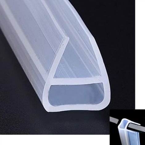 Bottom seal for frameless shower door, U-type, with drip groove, for 8 mm (5/16 in) glass, 2200 mm (86.6 in) length (1/5)