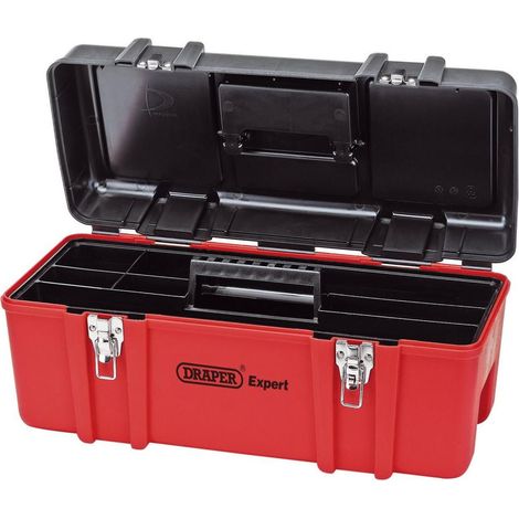 BOITE CAISSE A OUTILS VIDE AVEC PLATEAU RANGEMENT, 580 X 265 X 250 MM