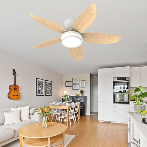 Ventilador de techo con brillo regulable, funcionamiento silencioso, LED, color madera, 88 cm, 220 V. (1/5)