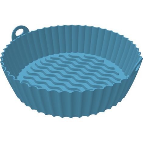 Poêle à frire à air comprimé en silicone réutilisable (20 cm) bleu 2 pièces (1/5)