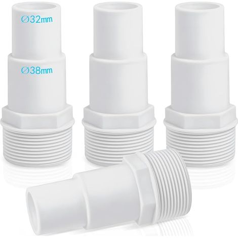 Raccords de tuyau pour piscine - Diamètre : 32/38 mm vers 1,5" - Adaptateur de piscine - Blanc (1/5)