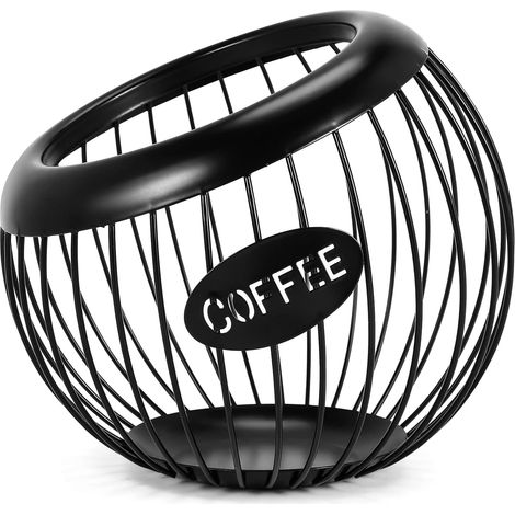 1 Porte-Dosette Métal Noir, Panier Rangement Capsules Café Grande Capacité, Organisateur Cuisine Bureau Salon (1/5)