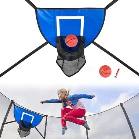 Panier de Basket pour Trampoline Enfant – Jeu Sportif Ludique avec 2 Ballons et Pompe Accessoires Sécurisés Idéal Cadeau Extérieur ou Intérieur - (1/5)