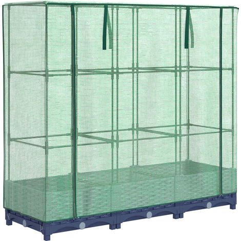 Vidaxl – Carré potager surélevé avec housse de serre – Structure tubulaire en fer – Dimensions 120x40x123 cm – Design aspect rotin (1/4)