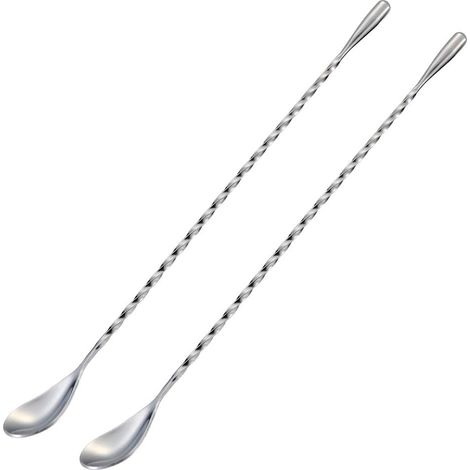 Cuillère À Cocktail - Acier Inoxydable 304 - Manche Long 30 Cm - Section Torsadée - Pour Shaker Et Verres Hauts - Lot De 2 (1/5)