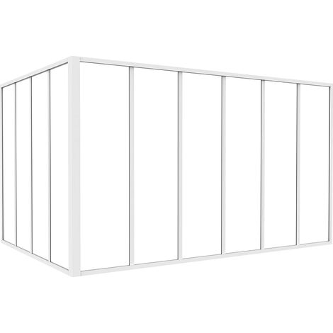 Vetrata angolare L180 x L120 x H105 in Alluminio termolaccato Stile atelier Bianco - BAYVIEW