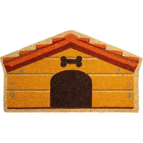 Tapis de Porte extérieur Maison Chien en Coco avec Base antidérapante en PVC. Tapis de Forme Originale. Tapis de Chiens. Peint à la Main. Dimensions : 70 cm x 40 cm (1/4)