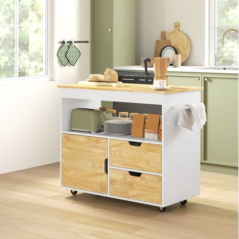 mobile contenitore cucina 100x50 piano lavoro ruote oak OKMYHOME (1/5)
