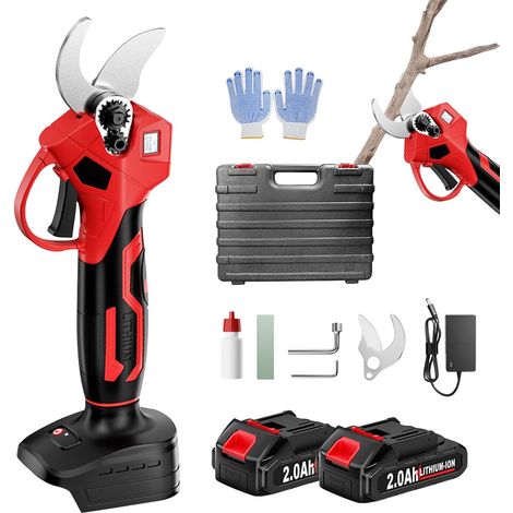 Cordless Electric Secateurs, 40 mm Battery Lopper Cutting Diameter, 21 V 2000 mAh Batteries & Replacement Blades Set, 6-8 Working Hours, Pruning Shears for Vine Shears, Pruning Shears, Rose Shears (1/5)