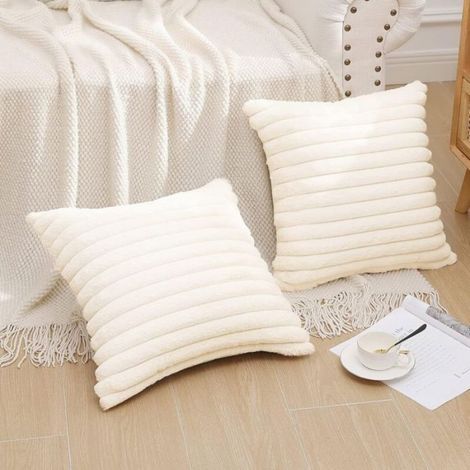 Housse Coussin - Fausse Fourrure - 45x45 Cm - Pour Salon Chambre Bureau - Lot De 2 (1/5)