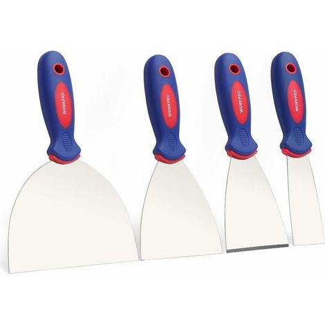– Couteau à enduire en acier inoxydable – Lot de 4 spatules 38, 75, 100, 150mm – Flexible et antirouille – Poignée ergonomique (1/5)
