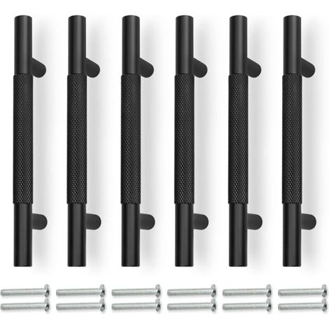 Ensemble de 6 poignées de tiroir noires de 150 mm de diamètre, entraxe de 96 mm. (1/4)