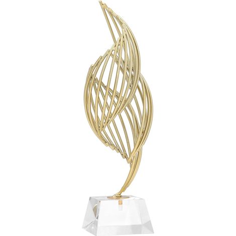 Interior Decoration Statue, Metal Art Sculpture, Abstract Iron Sculpture with Glass Base, Ideal for Office, Shelf, Living Room and Office Decoration (White Crystal) (1/5)