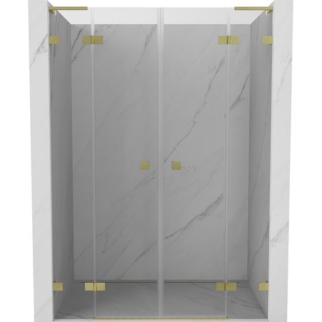 Mexen Lunar L Duo porte de douche pivotante 160 cm, transparent, or brossé - 834DL-160-000-55-00 (1/3)