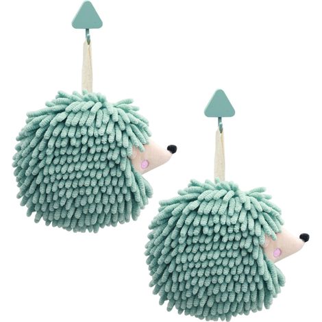 2serviette de toilette en forme de boule moelleuse -Conception de hérisson-vert