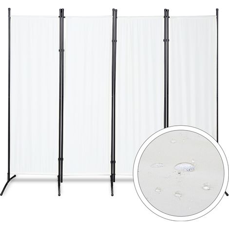 Randaco Biombo plegable sobre soporte Separador de ambientes Biombo para jardín Partición 4 Paneles 200x170cm Beige
