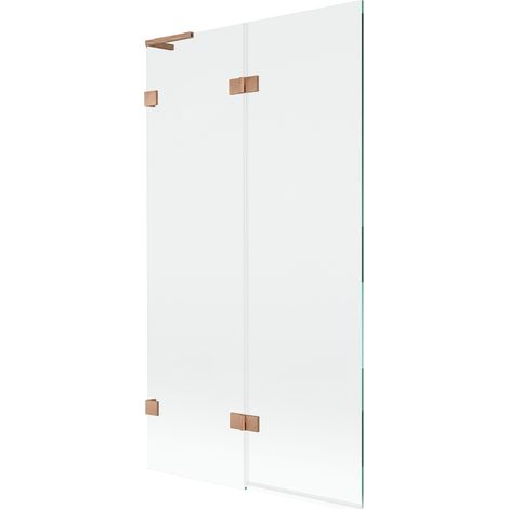 Mexen Lunar L paroi de baignoire à 2 panneaux gauche 100 x 150 cm, transparent, cuivre brossé - 897L-100-100-65-00-L (1/5)