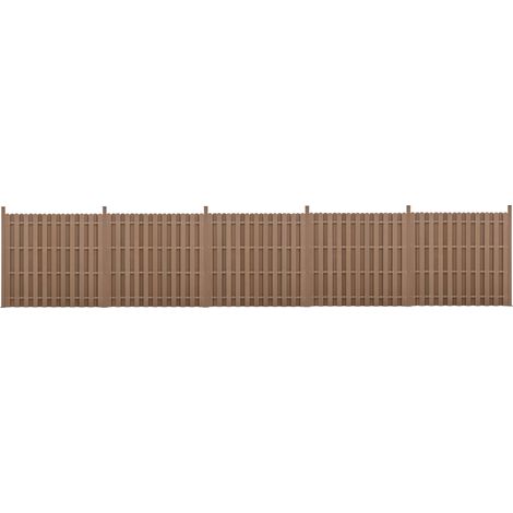 kit de 5 vallas de barrera de privacidad de madera compuesta (WPC) marrón 185 x 932 cm 030006590 (1/5)