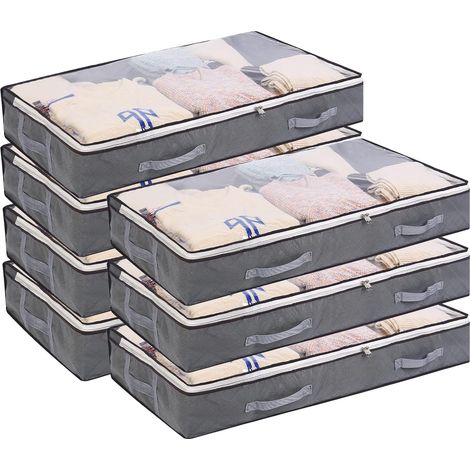 x 75L Foldable Clothes Storage Bags with Transparent Window and Reinforced Handles with Non-Woven Zip Organizer (1/4)