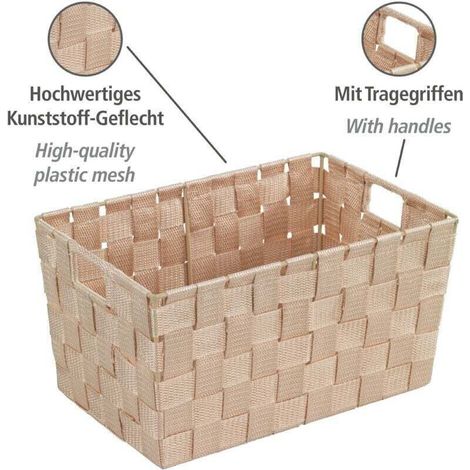 Panier de rangement Adria S beige 30x15x20 cm en plastique pour salle de bain cuisine organisateur de rangement panier de rangement enfant panier en polypropylène panier de rangement beige (1/4)