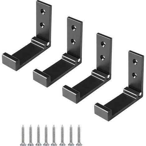 4 Pièces (Noir) Crochet de Suspension Mural en Alliage D'aluminium Patères Pliables à 90 ° avec vis pour Armoire de Porte Murale Cuisine Salle de Bain Bureau Mural Vestiaire Salle de Bain (1/5)