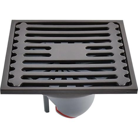 Ncheli Bonde de Sol Carrée Acier Inoxydable Finition Gris Sablé, Anti-Odeur/Refoulement + Double Filtre, Salle de Bain Cuisine, 98x98mm, Tuyau 50-75mm (1/5)