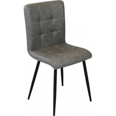 Sedia da interno sala da pranzo con struttura in metallo e seduta larga rivestita in ecopelle Ginter - Brown (1/5)