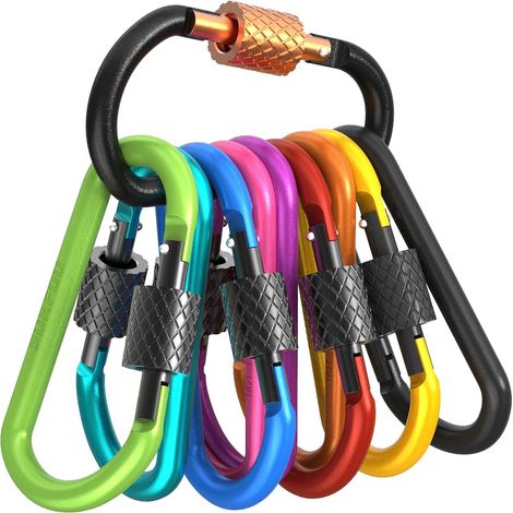 10 mosquetones de escalada tácticos de aleación de aluminio en forma de D, llaveros multicolores para mochilas de montañismo, pesca, camping, senderismo y ciclismo.